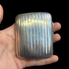 Ancien Étuis À Cigarettes En Argent Massif Anglais & Vintage & 86 Grammes