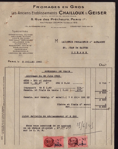 Paris fromages dedron - (i°), "dedron