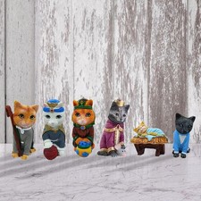 Lot de 6 Figurines de Chat Décoratives pour Chambre à Coucher, Pendaison de