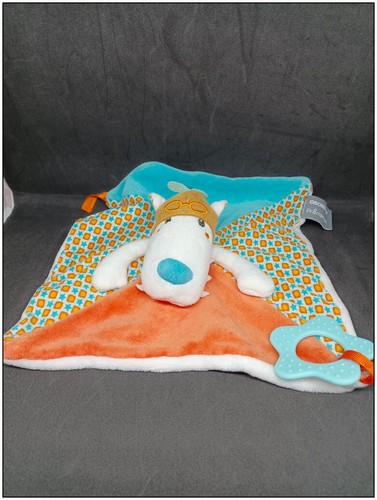 Doudou loup chien plat - plat, blanc