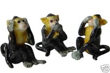 KLIMA L740 Miniature en porcelaine - LES 3 SINGES DE LA SAGESSE MONKEY