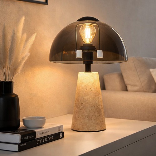 Lampe table travertin - table, en
