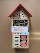 Hotel  insectes abri jardin H 26 cm  neuf toit orange bois naturel TBE