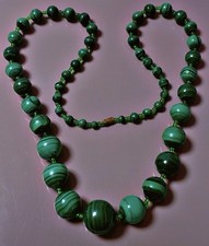 Collier Vintage Pierres Malachite Véritable - Old Necklace 1970/1980 Malachite