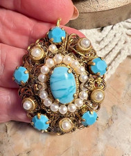 Pendentif pâte de verre bleu