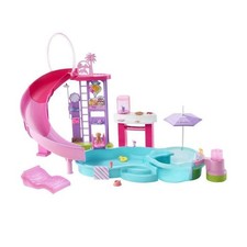 Barbie - Coffret Piscine de Reve - Toboggan et jacuzzi - Plus de 20 accessoires 