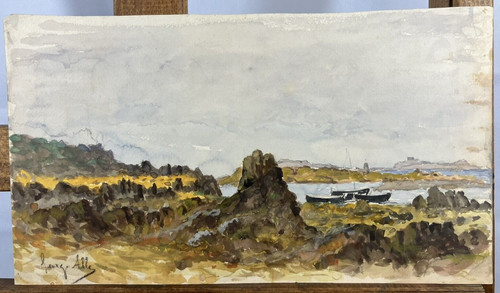Aquarelle paysage marin marée - marin,