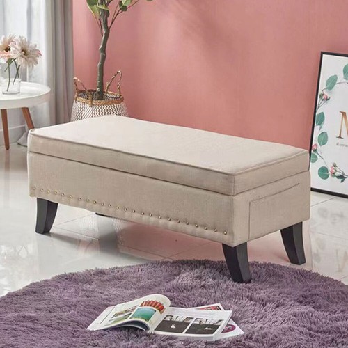 Pouf banc rangement lin - de, en