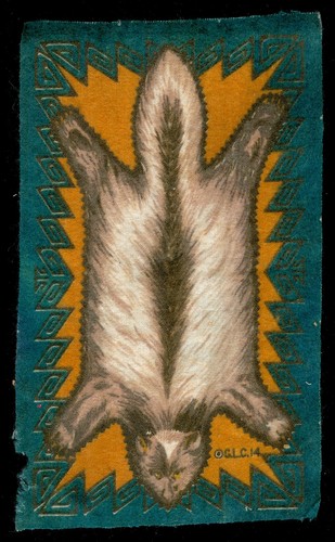 1908 badger pelt rug - badger, tobacco