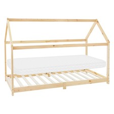 Lit d'enfant en bois de pin naturel lit design maison avec matelas 200x90 cm