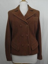 Veste croisée en laine brique à col-châle cranté, double boutonnage " JP Gaultie