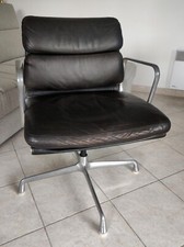VINTAGE EAMES VITRA POUR CHAISE DE GROUPE HERMAN MILLER CUIR NOIR