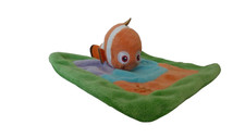 Doudou Nemo plat Disney vert orange 18x18 cm