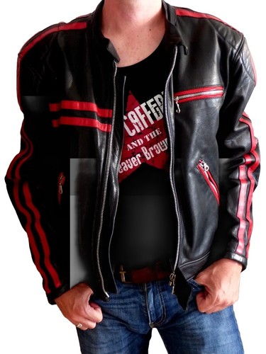 Blouson cuir motard - en, /