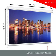 Écran de Projection 84" Pouces Extensible 4:3 170x128 cm Montage Mural / Plafond