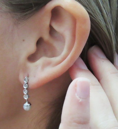 Boucles oreilles or - d'oreilles, blanc