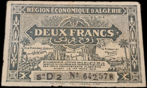 Billet francs algerie - francs,