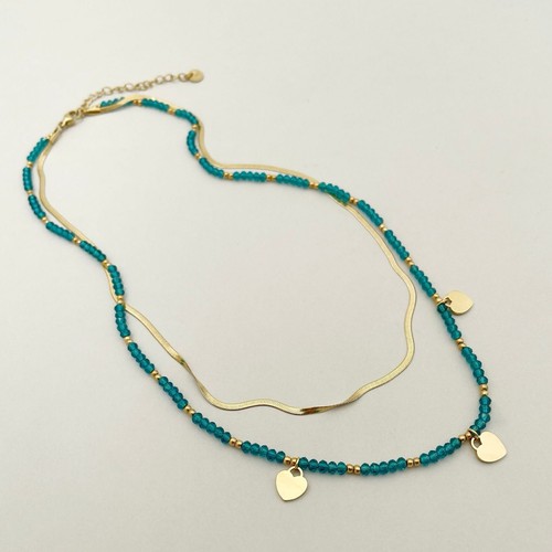 Collier perles en acier - en, et