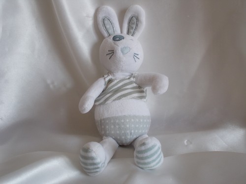 Doudou lapin gris - et, blanc
