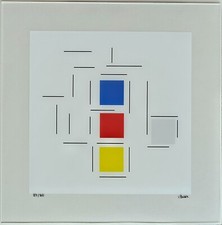 Geneviève Claisse Géométrique Art Moderne Sur Acrylique Verre Main Signée B