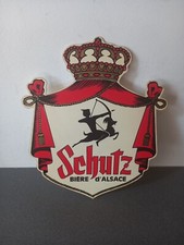 ANCIENNE PLAQUE PUBLICITAIRE PLV PLASTIQUE BIÈRE D'ALSACE SCHUTZ 34 cm x 29 cm