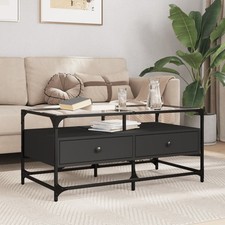 Table basse avec dessus en verre noir 98,5x50x45 cm acier vidaXL