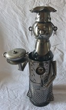 Ancien Porte-bouteille De Vin En Métal Décoration cuisinier Hauteur 34 cm Bar