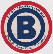 FRENCH LINE - S.S NORMANDIE - ETIQUETTE DE BAGAGE DE QUAI GOMMEE