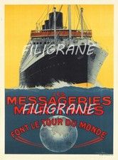 MESSAGERIES MARITIMES Rvoe - POSTER HQ 50x70cm d'une AFFICHE VINTAGE