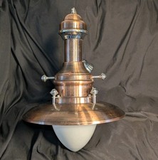 Grand Lustre Plafonnier Style Industriel Marine Gare, Cuivre Opaline