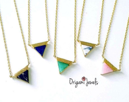 Triangle gemstone necklace - triangle,