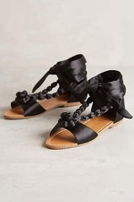 NIB $188 Billy Ella Satin-Beaded Black Gladiators size 8  