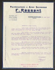 MAINVILLIERS (28) Constructeur PULVERISATEUR à ACIDE SULFURIQUE "F RASSANT" 1937