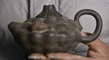 6 "rare Chine antique pourpre dynastie poterie homme crapaud citrouille théière