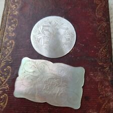 2 Jetons Anciens Nacre Gravée Fleurs XVIIIè Mother Of Pearl Counter 18thC