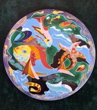 plat ceramique veritable des landes peint a la main emaux grand feu