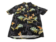 Chemise hawaïenne soie noire Paradise Found Made in Hawaii taille S #662h