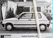 Photo Presse PEUGEOT TALBOT SAMBA GL modèle 85    ta31