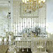 Rideau perles Chambre Porte Rideaux Transparent Verre Cristal Cantonnière