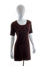 Robe De Soirée Vintage Années 60 Cocktail Brun Velours VERA MONT Élégante 40