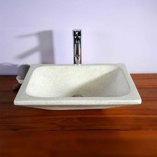 Vasque à poser rectangulaire blanc pigmenté en Terrazzo pour salle de bain desi