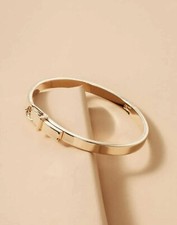 Bracelet Doré Bijoux Femme 100% Acier Inoxydable Jonc Or Jaune Métallique Rigide