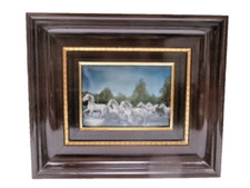 Tableau Emaux de Limoges signé P. Bonnet Limoges " Ruée de chevaux sauvages "