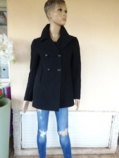 VESTE MANTEAU MARINIERE OFFICIER NOIRE T 38 / 40 58 % LAINE VALEUR 109 €