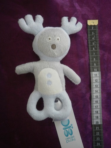Doudou hochet gris bleu - , rene