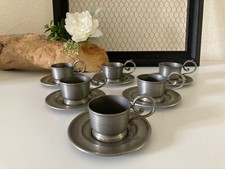 824⚜️ Ancien Service à Café 6 Tasses en Étain Vintage