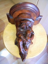 Ancienne console murale en bois de chêne personnage baroque SUP