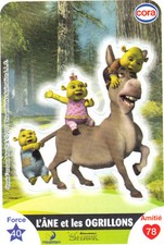 Vignette autocollante CORA n° 104/112 - L'âne et les Ogres - SHREK  ....  (5544)