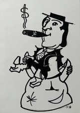 Charles SEMSER (1922-2011) Dessin Original Encre 1976 Zorro Casque Viking (A41)