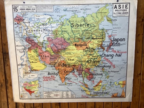 Ancienne carte scolaire asie - carte,